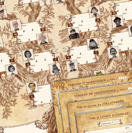 Arbre généalogique pour enfant - 5 générations -  Vue complète